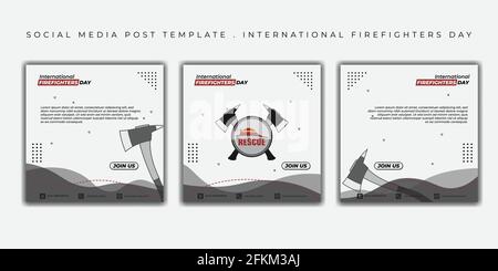 International firefighters day design. set of social media post template with axe design. good template for firefighter day design Stock Vector