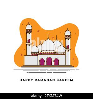 Mosque line art vector illustration. ramadan kareem template design. good template for ramadan or eid design. Stock Vector