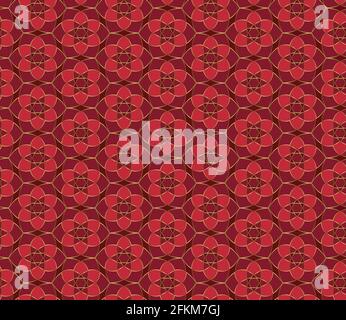 Christmas seamless lace pattern. Geometric mosaic background kaleidoscope. Red and gold Oriental ornament. Easy to use vector design template for gree Stock Vector