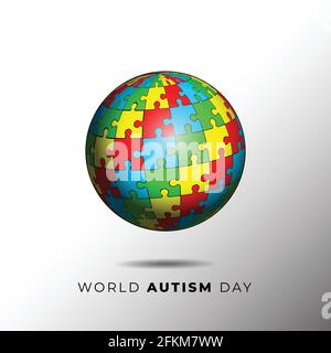 puzzle ball vector illustration. Good template for World Autism Day design. Stock Vector