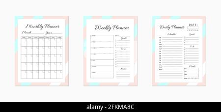 Organizer pages. Office agenda weekly template layout design goals in business  diary vector Stock Vector Image & Art - Alamy