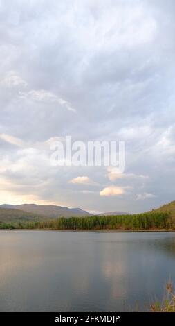 Cooper Lake located in Lake Hill Ny is the largest natural lake in the Catskill Mountains. It serves as drinking water reservoir for City of Kingston Stock Photo