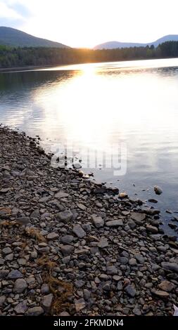 Half empty drinking water reservoir, Cooper Lake, Lake Hill, NY, USA Stock Photo