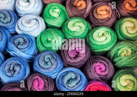 Colorful yarn wool . Colorful threads for handmade knitting Stock Photo
