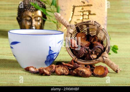 Cup of Hawthorn Berry Tea (Crataegi Fructus), Shan Zha, Hawthorn Berry Tea Stock Photo