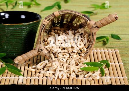 Cup of Diptam Root Bark Tea (Dictamni Cortex), Bai Xian Pi, Diptam Root Bark Tea, Diptam Root Bark Tea Stock Photo