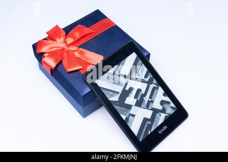 Amazon Kindle Paperwhite 2019 is Amazon e-book reader that is lightweight and waterproof Stock Photo