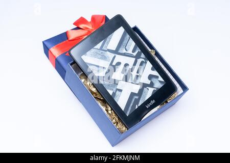 Amazon Kindle Paperwhite 2019 is Amazon e-book reader that is lightweight and waterproof Stock Photo