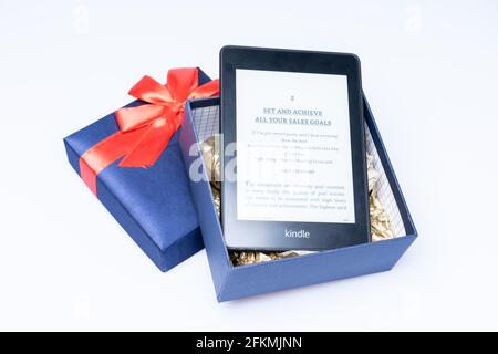 Amazon Kindle Paperwhite 2019 is Amazon e-book reader that is lightweight and waterproof Stock Photo
