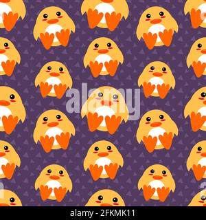 cute duck animal seamless pattern vector illustration Stock Vector