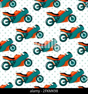 sport motorcycle seamless pattern vector illustration Stock Vector