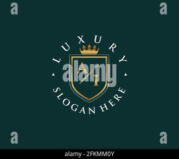 AI Letter Royal Luxury Logo template in vector art for Restaurant, Royalty, Boutique, Cafe, Hotel, Heraldic, Jewelry, Fashion and other vector illustr Stock Vector