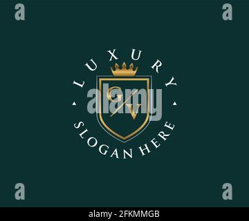 GV Letter Royal Luxury Logo template in vector art for luxurious ...