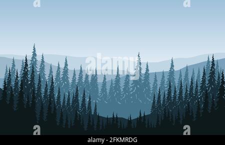 Magnificent view of the mountains silhouetted from the outskirts of the city on a sunny day. Vector illustration of a city Stock Vector