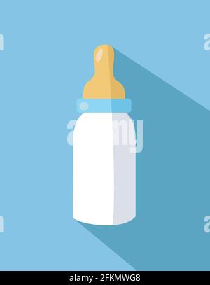 Baby bottle icon in flat style Stock Vector