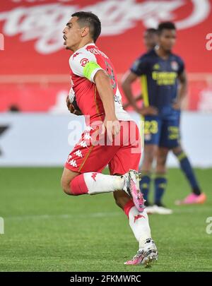 Monaco's Ben Yeder during the L1 football match between Monaco (ASM) and Lyon (OL) at The Louis II Stadium, in Monaco on May 2, 2021. Photo by Christian Liewig/ABACAPRESS.COM Stock Photo