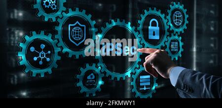 IP Security. Data Protection Protocols. IPSec. Internet and Protection Network concept. Stock Photo