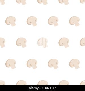 Hand drawn seamless pattern with mushroom slice for wallpaper design. Vector isolated illustration. Stock Vector