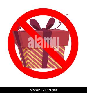 Ban gift symbol, no present for birthday and christmas. Forbidden ...