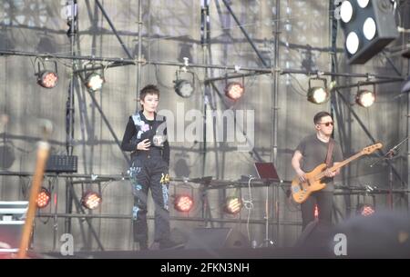 Beijing, China. 2nd May, 2021. Singer Zeng Yike (L) performs at the Strawberry Music Festival in Beijing, capital of China, May 2, 2021. The 2021 Strawberry Music Festival is held at Beijing Expo Park from May 2 to May 4. Credit: Xiao Xiao/Xinhua/Alamy Live News Stock Photo
