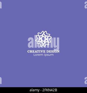 Beautiful Hand Drawn Flower Creative Logo Design Stock Vector