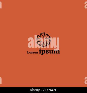 Black Simple Abstract Logo Design Isolated on Orange Background Stock Vector