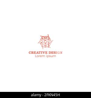 Hand Drawn Orange Aesthetic Creative Design Logo Vector Stock Vector