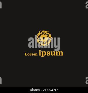 Orange Simple Aesthetic Creative Spiral Logo Design Stock Vector
