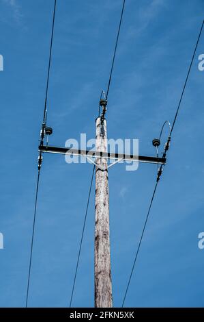 Electric power lines in rural Ireland Stock Photo