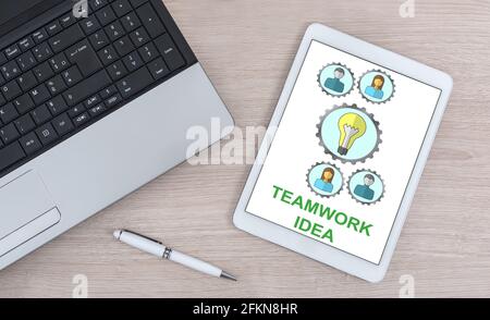 Teamwork idea concept shown on a digital tablet Stock Photo