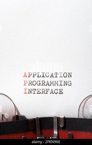 Application programming interface phrase written with a typewriter. Stock Photo