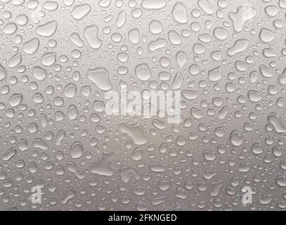 Water drops on metal background. Abstract texture formed by the bubbles and drops of water. Stock Photo