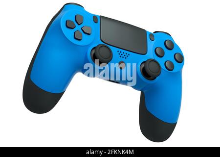 Realistic blue video game controller on white background Stock Photo ...