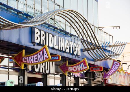 Yorkshire, UK – 10 Aug 2017 : Bowling, Bar and Bingo – sea front amusements for your entertainment at Bridlington Stock Photo