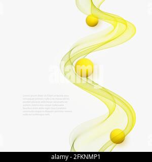 Vector abstract yellow curved lines background.Wave flow background Stock Vector