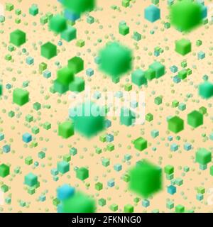 Abstract seamless flying colorful cube background. Pattern with random small colorful cubes Stock Photo