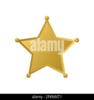 Gold Sheriff star isolated on white background. Police badge vector icon. Golden pentagonal star. Easy to edit template for your design. Stock Vector