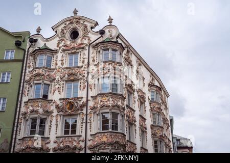 Hoelblinghaus or Hoelbing House in Herzog Friedrich Strasse, a Baroque Building Facade or Exterior in Innsbruck, Tyrol, Austria Stock Photo