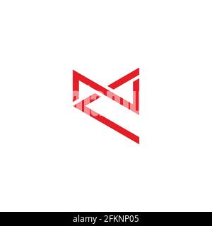 letter nc simple overlapping flat line geometric logo vector Stock Vector