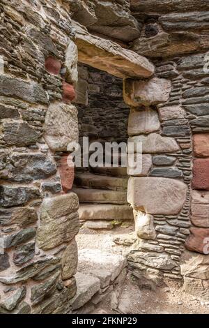 Detail of stone arch door at Lochranza castle Arran Stock Photo