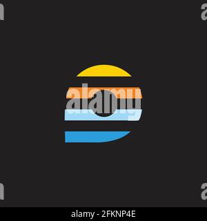 abstract beach sunset pin location symbol vector Stock Vector