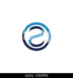 number 2 circle 3d flat shadow geometric logo vector Stock Vector