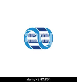 letter n blue wavy geometric 3d flat logo vector Stock Vector