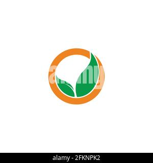 simple green leaf sun circle geometric nature symbol vector Stock Vector