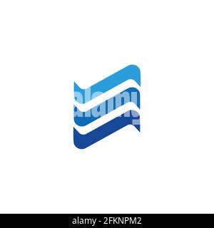 deep waves ocean motion simple geometric logo vector Stock Vector