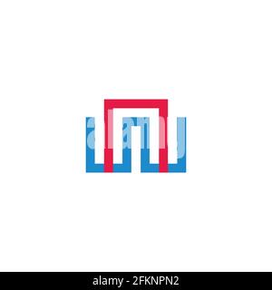 letter wn simple geometric abstract colorful logo vector Stock Vector
