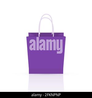 Purple paper shopping bag icon isolated on white background. Eco-friendly packaging. Sale concept. Flat style vector illustration. Easy to edit templa Stock Vector