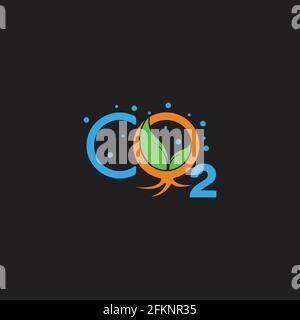 text co2 plant soil blue water symbol logo vector Stock Vector
