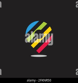 stripe colorful geometric pin location symbol vector Stock Vector