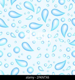 Water drops seamless pattern. Transparent water splashes vector background. Stock Vector